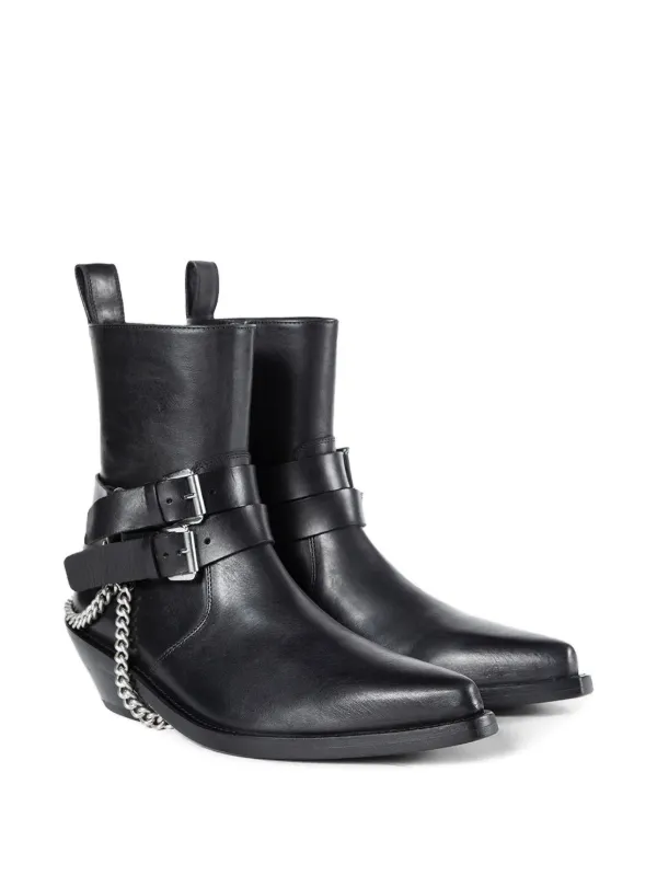 靴 ANN DEMEULEMEESTER Belted Side Zip Boots Ann Demeulemeester Kiril Santiago Buckle Chain Leather Boots
