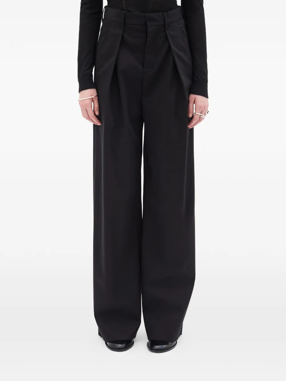 Ann Demeulemeester twill pleated trousers - Nero