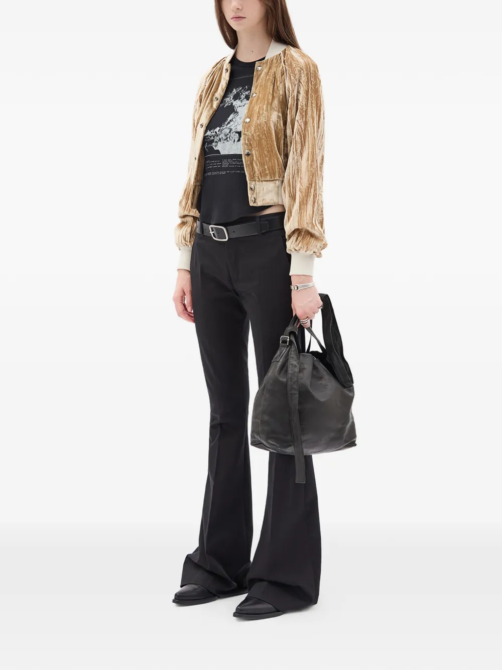  Ann Demeulemeester Arya Froissé Velvet Bombe Jacket - Neutrals 