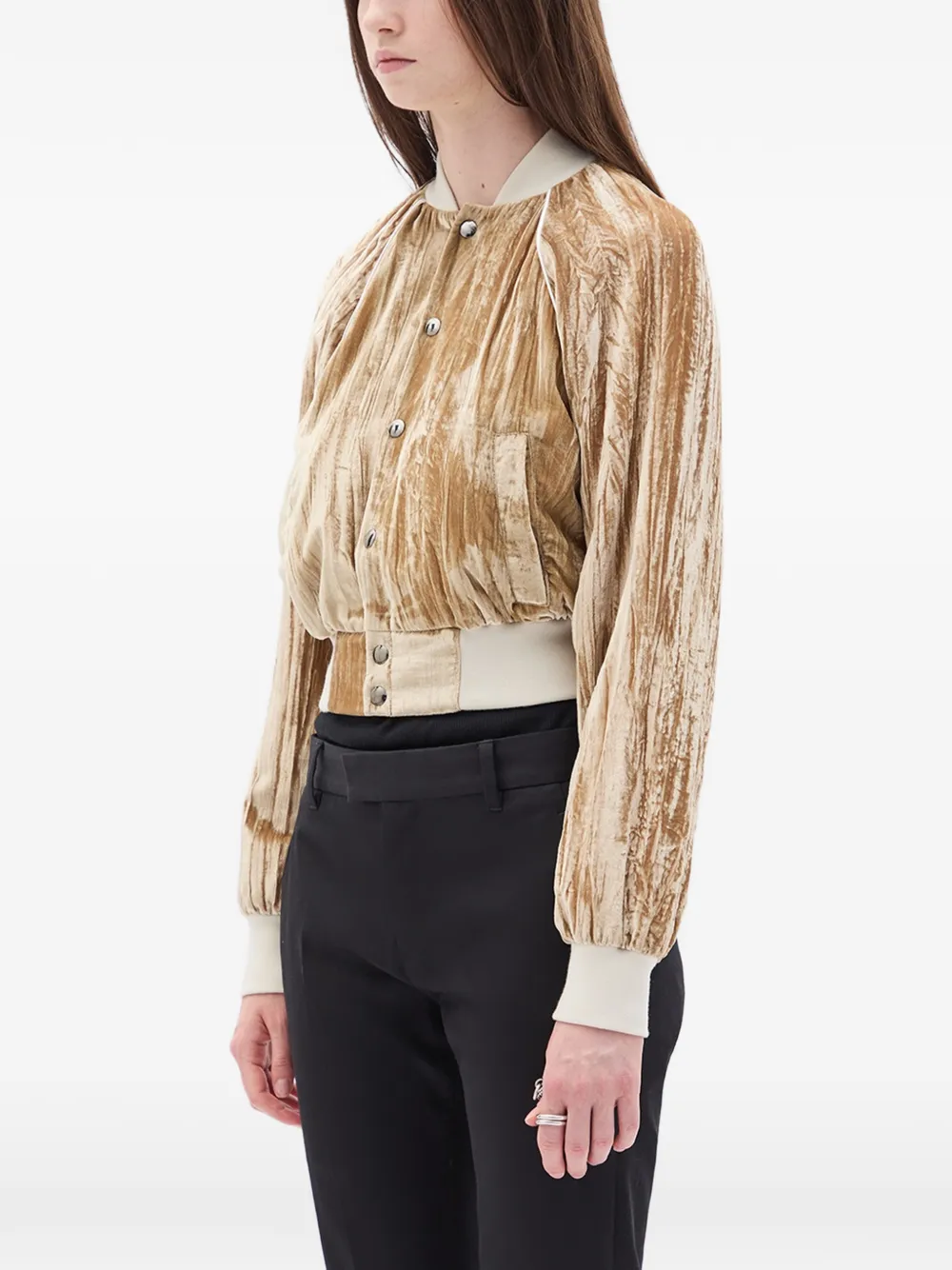  Ann Demeulemeester Arya Froissé Velvet Bombe Jacket - Neutrals 