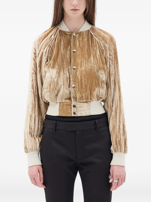 Ann Demeulemeester Arya Froissé Velvet Bombe Jacket in Neutrals