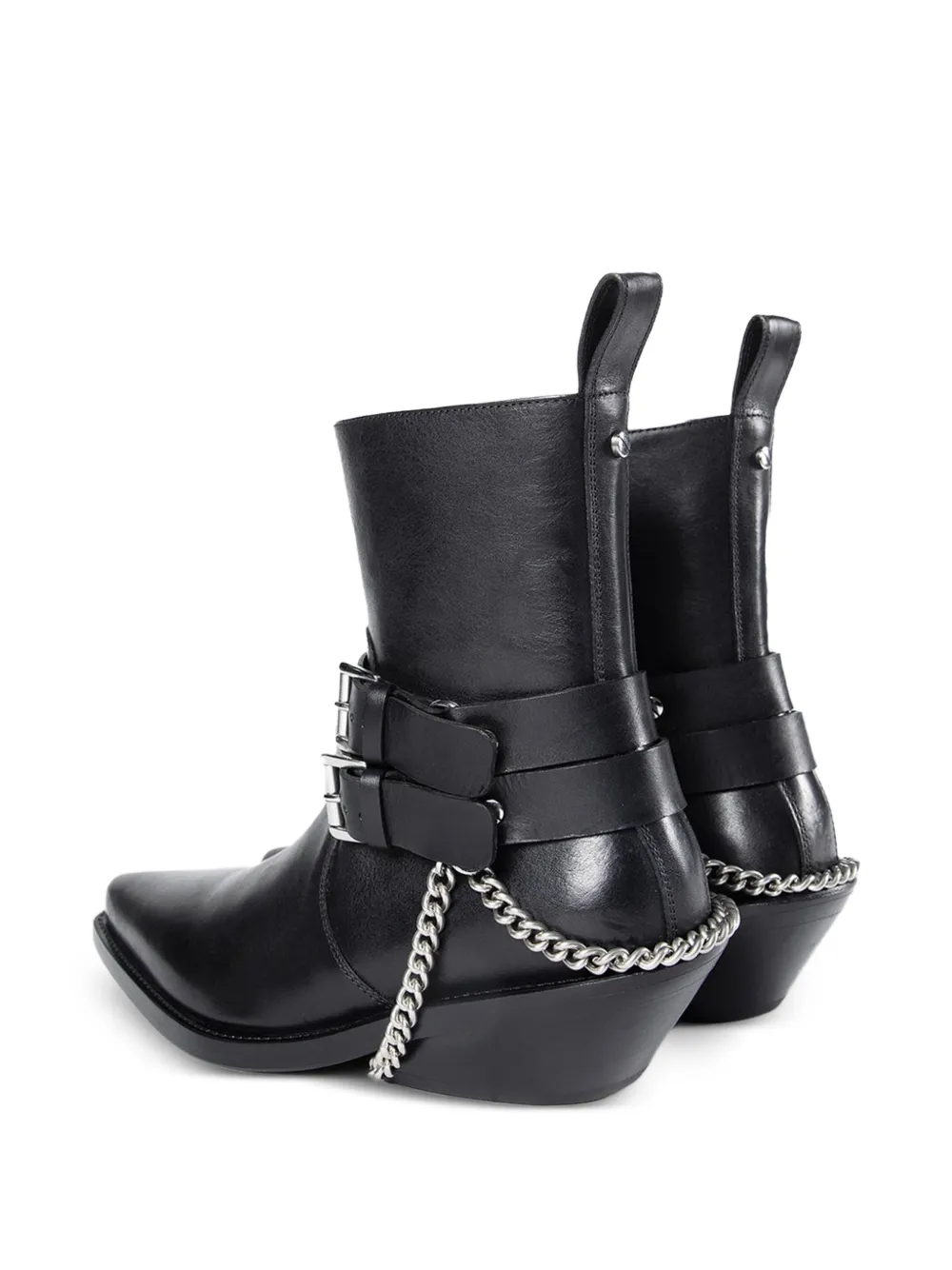 Ann Demeulemeester Kiril Santiago buckled chain-detail boots Zwart