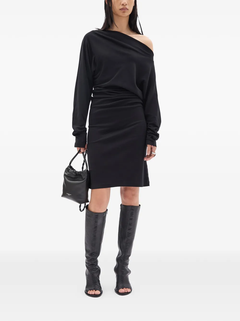 Ann Demeulemeester Bila dropped-shoulder midi dress - Nero