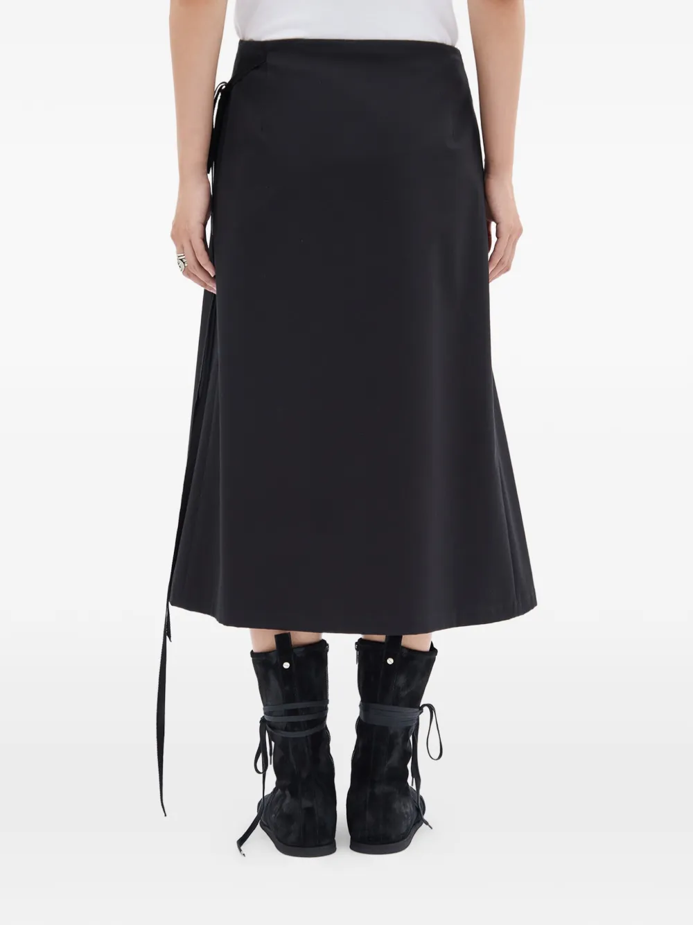Ann Demeulemeester Tie-fastening Midi Skirt in Black, view 3