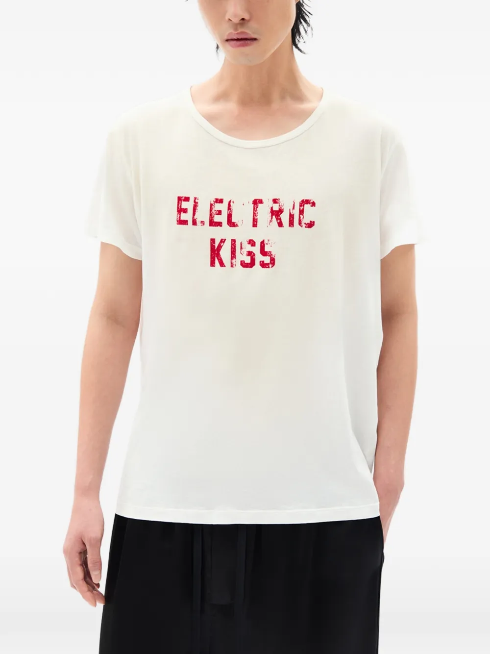 Ann Demeulemeester IDAR CROPPED STANDARD FIT T-SHIRT WITH ELECTRIC K - Bianco