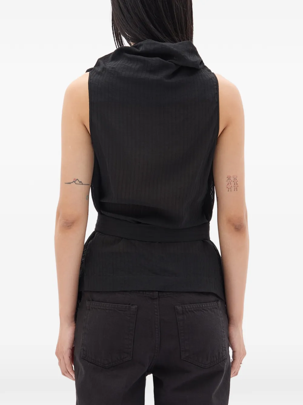 Ann Demeulemeester Macy Cowl-neck Belted Top in Black, view 4