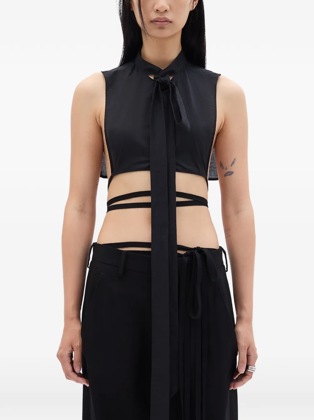 Ann Demeulemeester Top Cyra con foulard rimovibile - Nero
