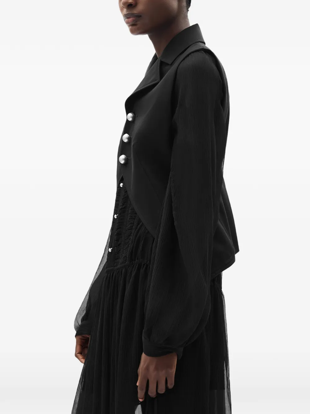 Ann Demeulemeester Lune gilet met open voorkant en knopen Zwart