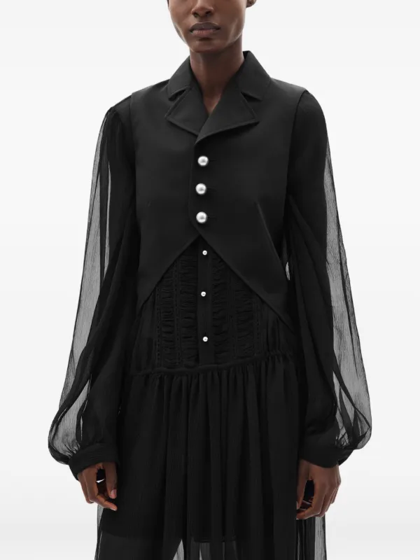 Ann Demeulemeester Lune Button Open-front Waistcoat in Black