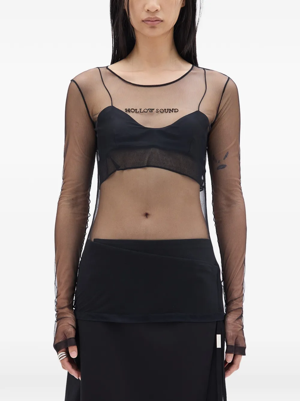 Ann Demeulemeester Fiene ''Hollow Sound'' tulle T-shirt - Nero