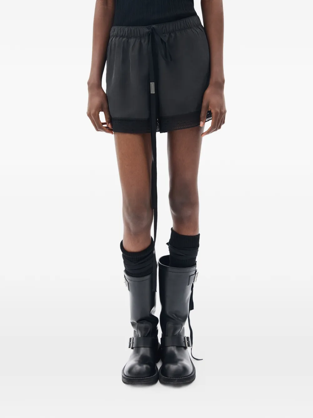 Ann Demeulemeester Shorts Ante con bordo in pizzo - Nero