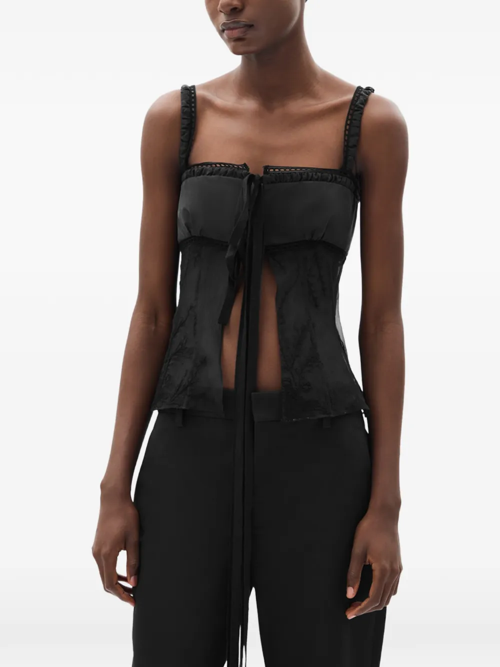 Ann Demeulemeester Top Gila con inserti - Nero