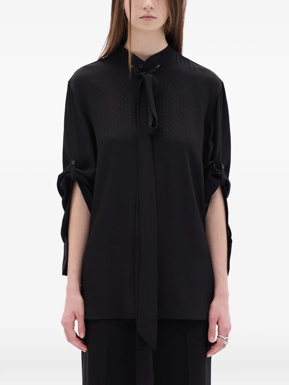 Ann Demeulemeester Dien lavallière neck-tie shirt - Nero