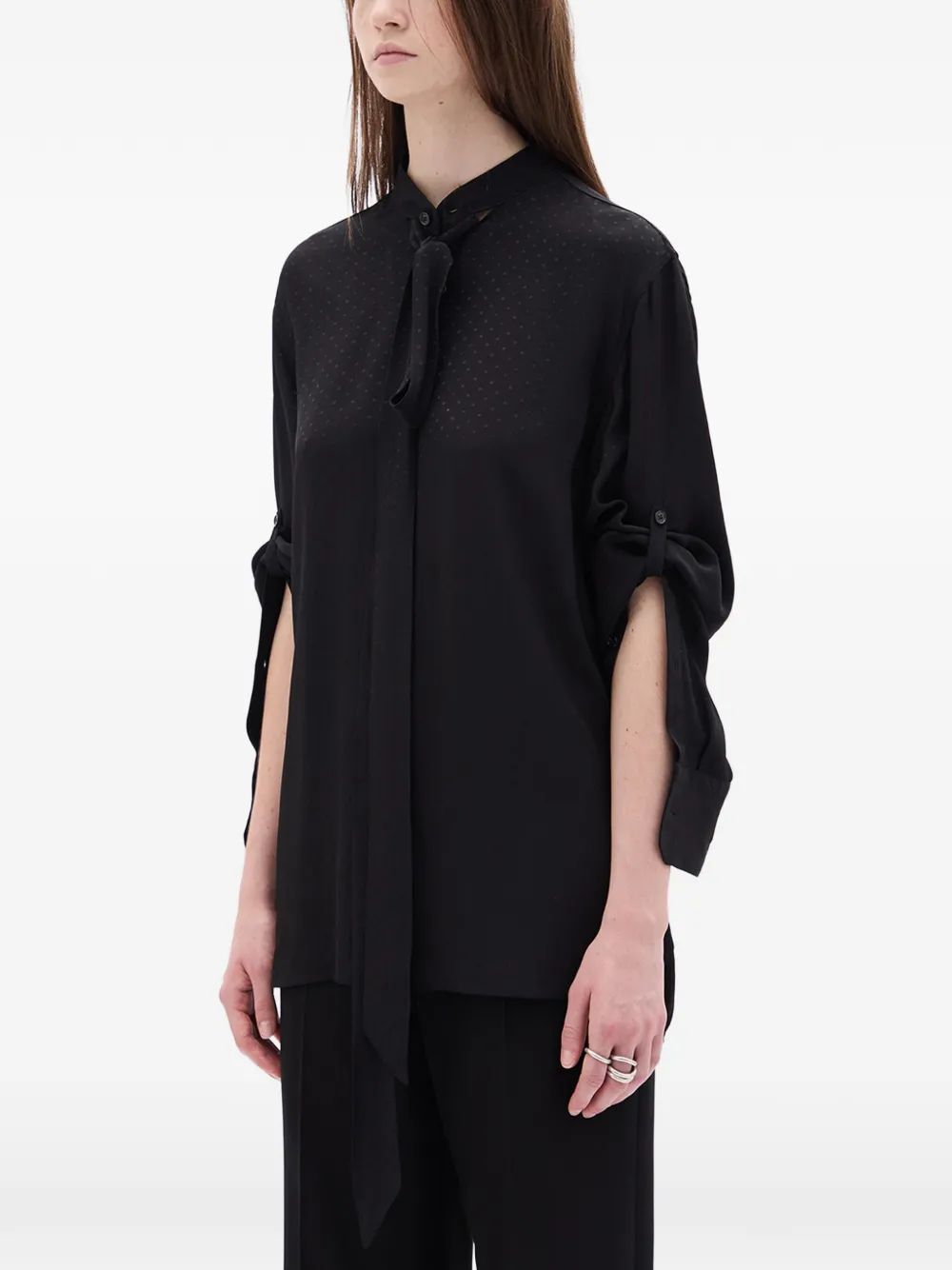Ann Demeulemeester Dien lavallière blouse met gestrikte hals Zwart