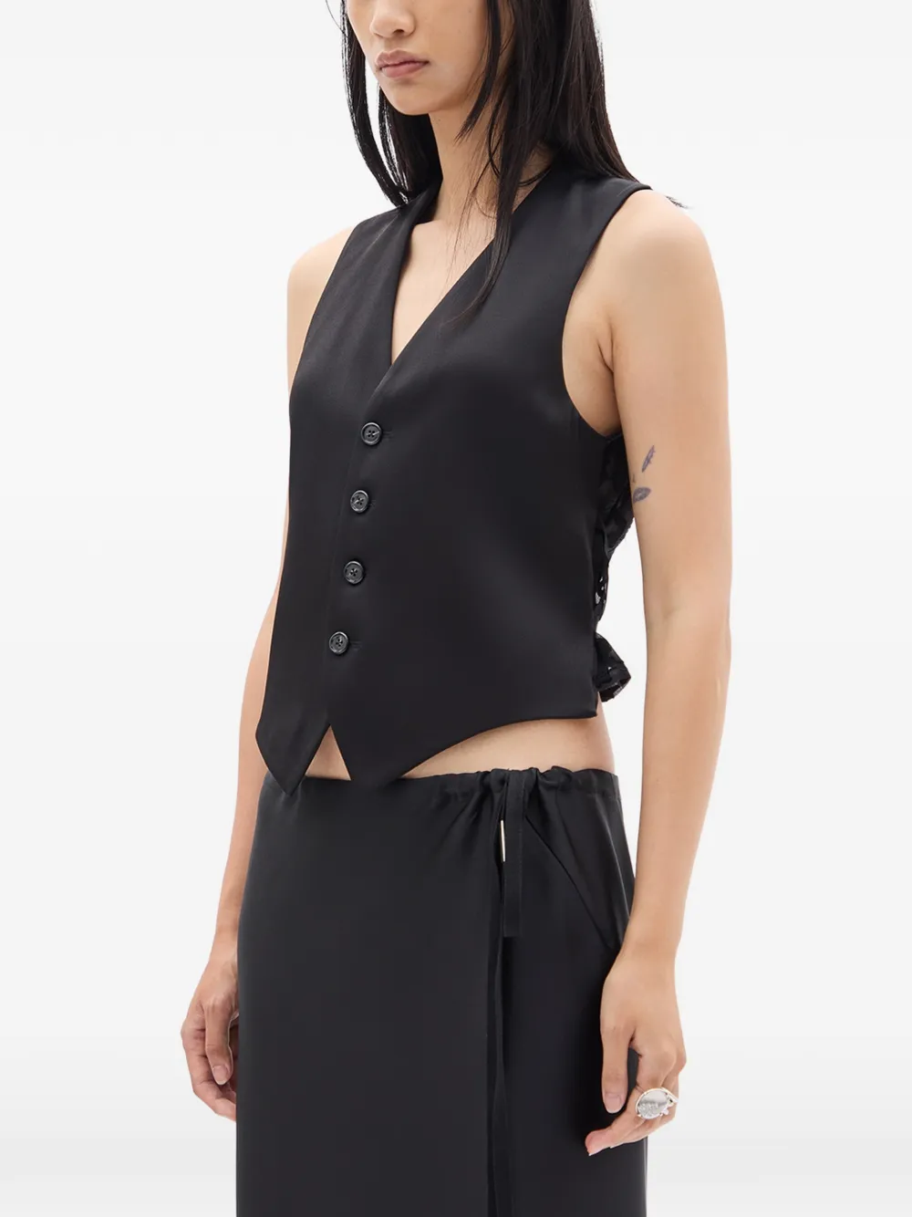 Ann Demeulemeester Tiuku gilet met knopen en V-hals Zwart