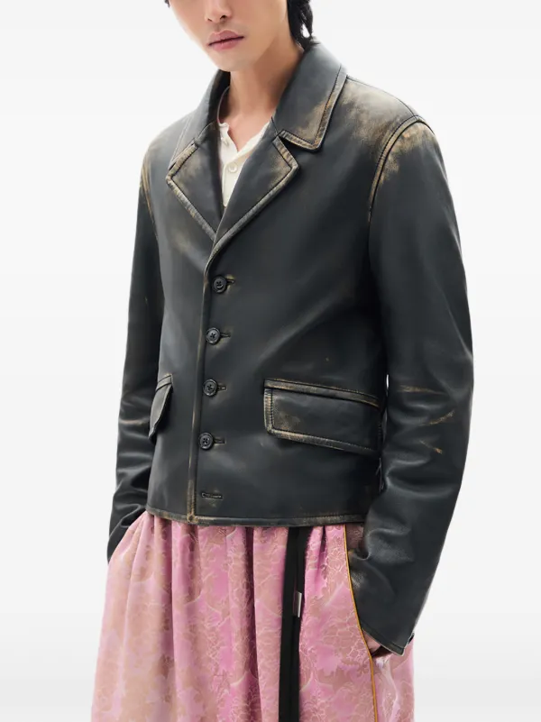 Ann Demeulemeester Malik Leather Jacket in Black