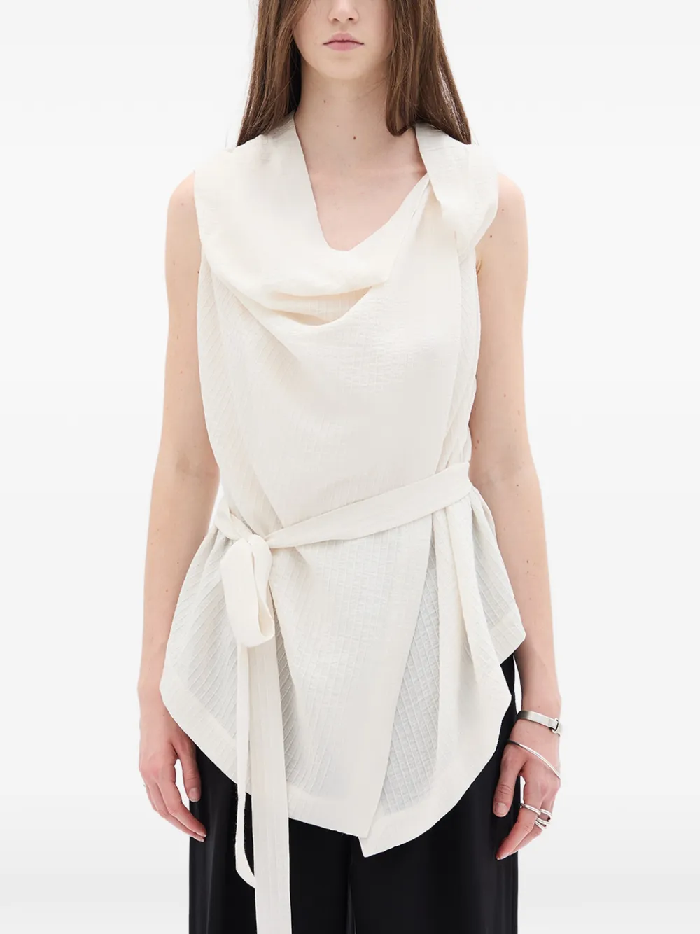 Ann Demeulemeester asymmetric waist-belt blouse - Toni neutri