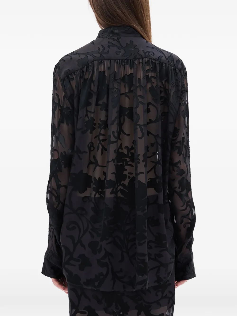 Ann Demeulemeester Dien neck-tie Floral Shirt | Black | FARFETCH