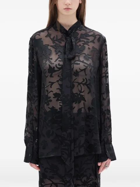 Ann Demeulemeester Dien neck-tie floral shirt