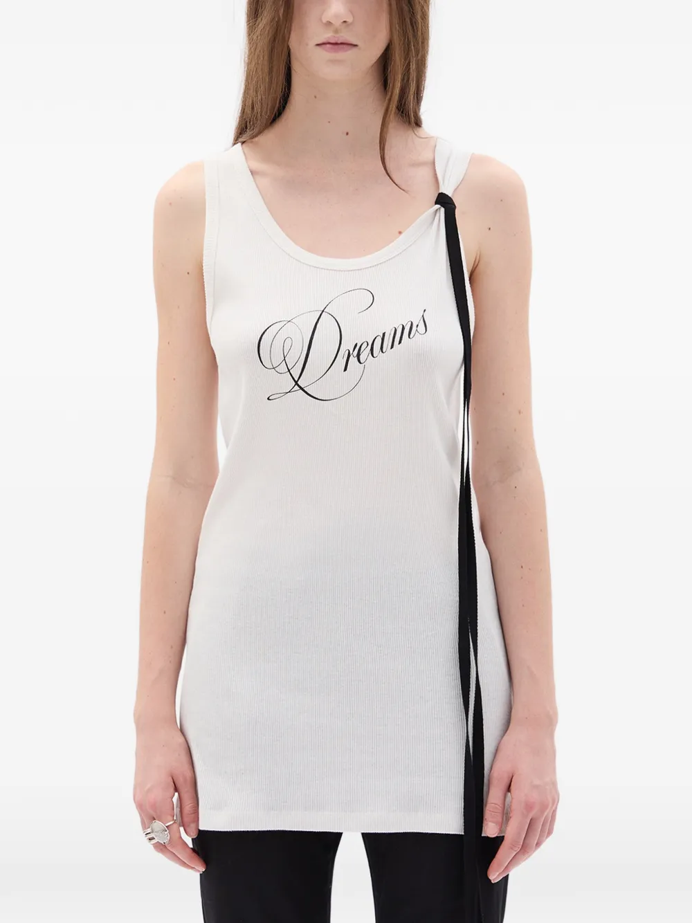 Ann Demeulemeester Seva ribbon cotton tank top - Bianco