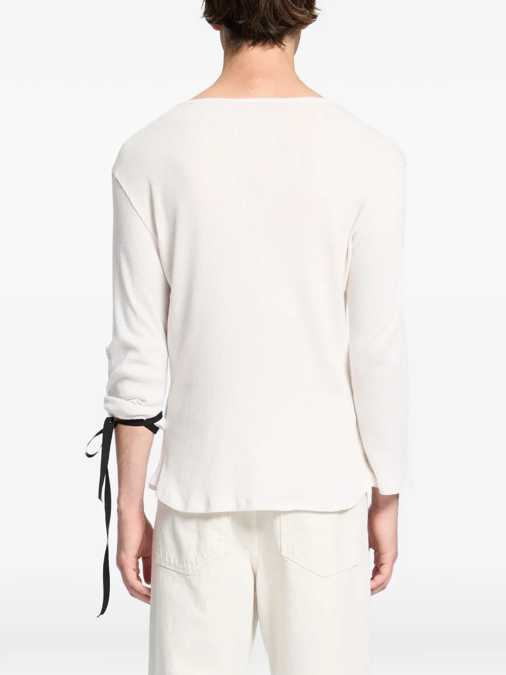 Ann Demeulemeester Ilyas Serafino geribbeld jersey T-shirt Beige