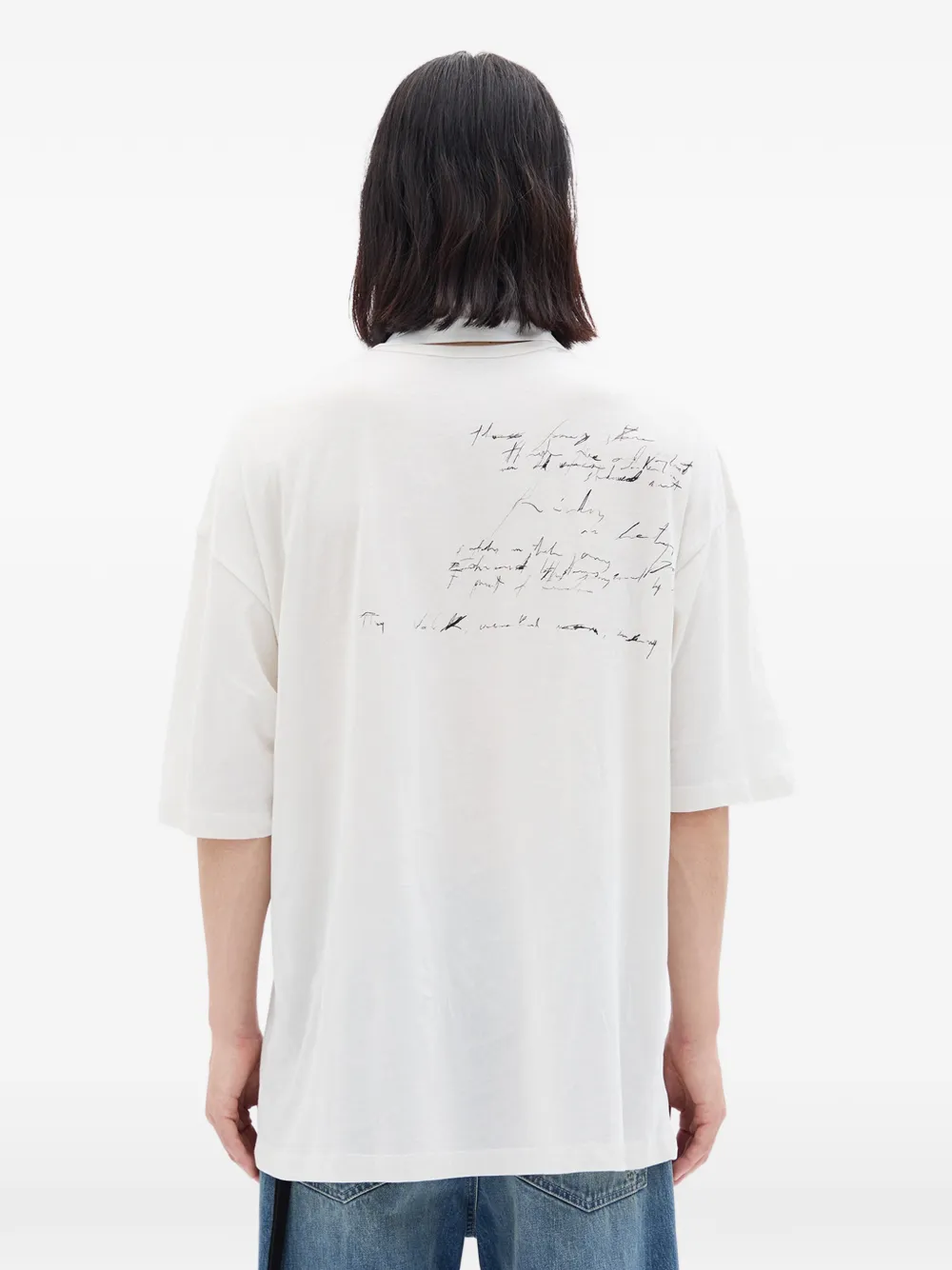 Ann Demeulemeester Danvald geborsteld jersey T-shirt Wit