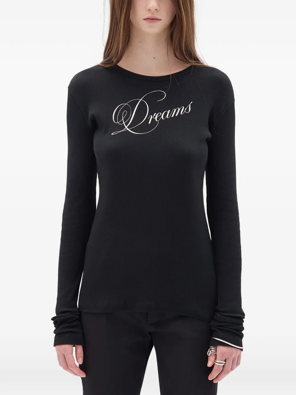 Ann Demeulemeester Fiene Rib Jersey T-shirt In Black