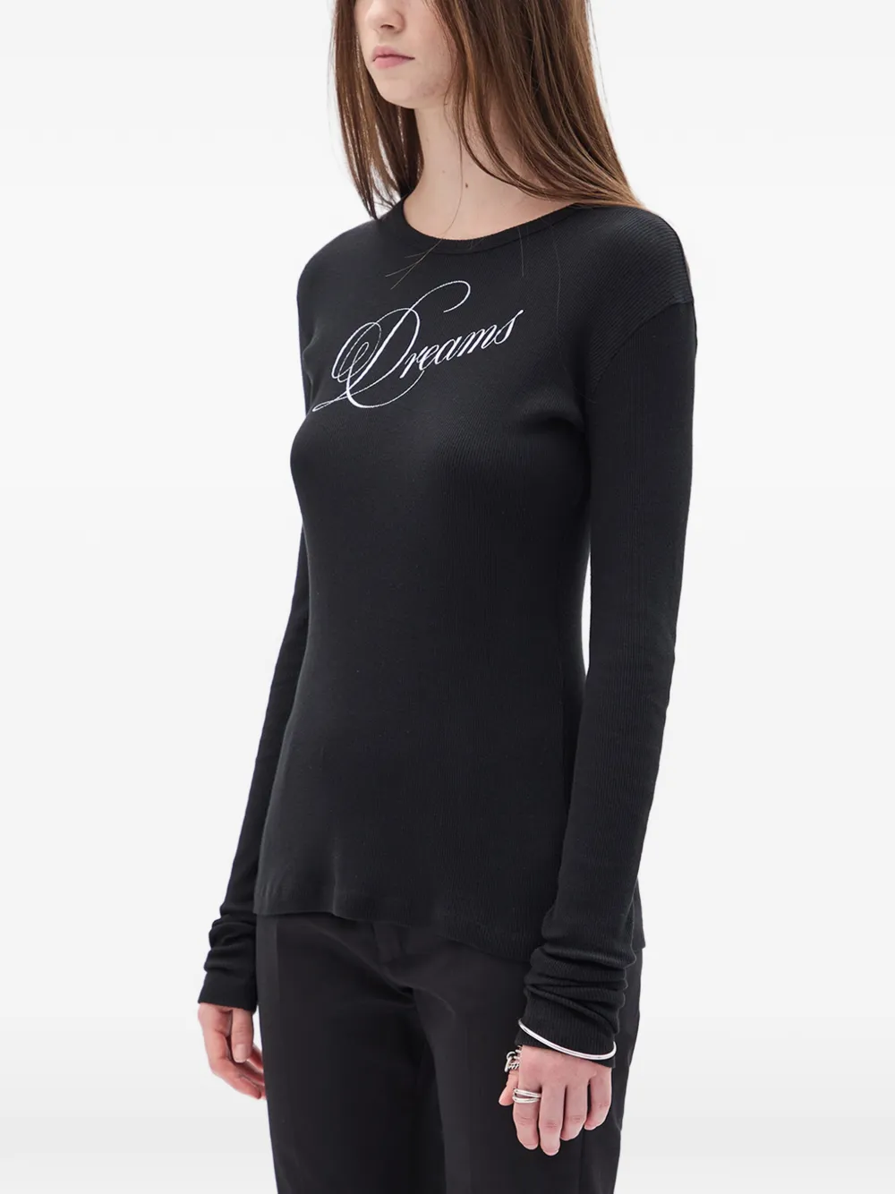  Ann Demeulemeester Fiene Rib Jersey T-shirt - Black 