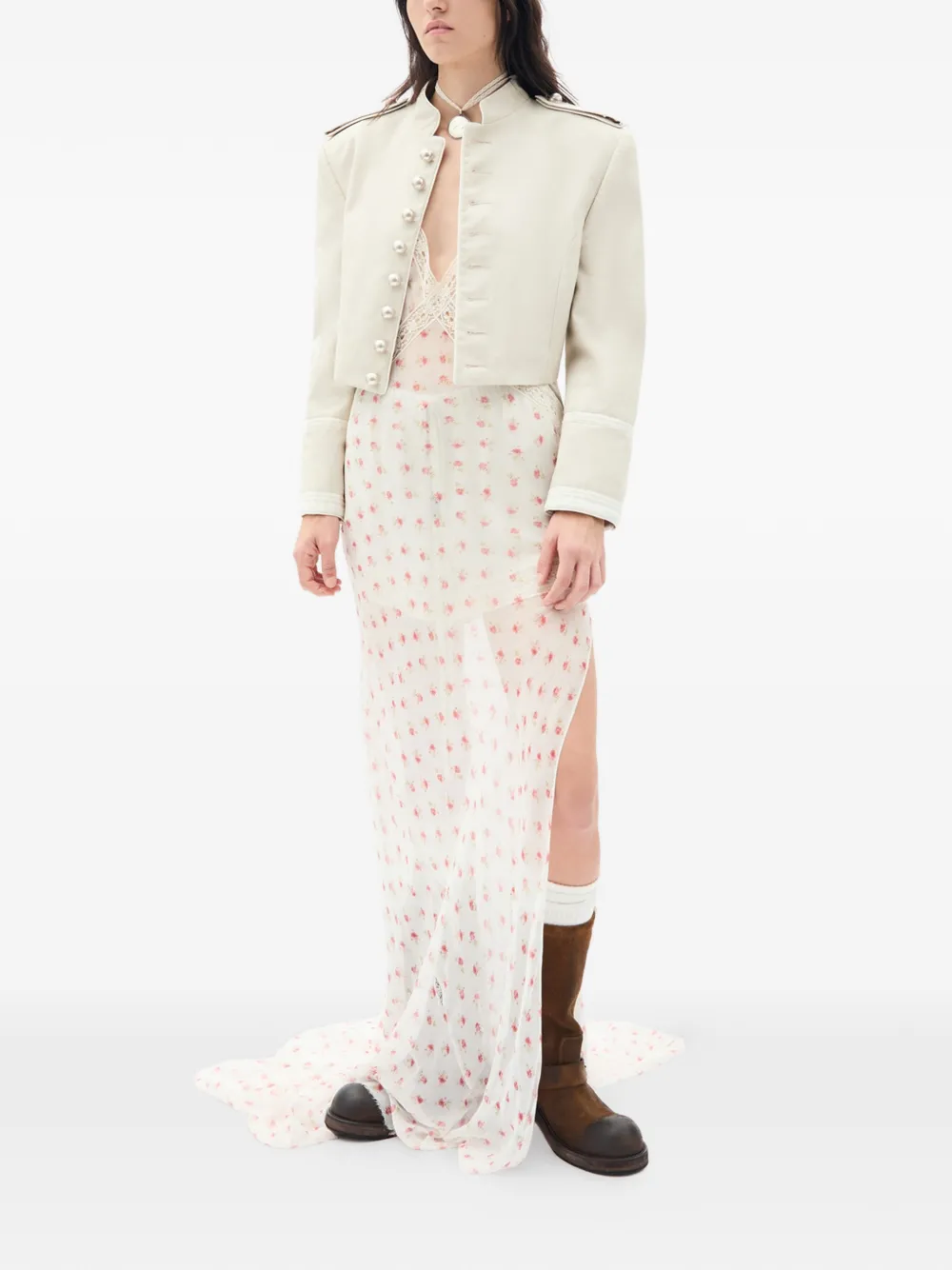 Ann Demeulemeester Maxi-jurk met kanten detail Wit
