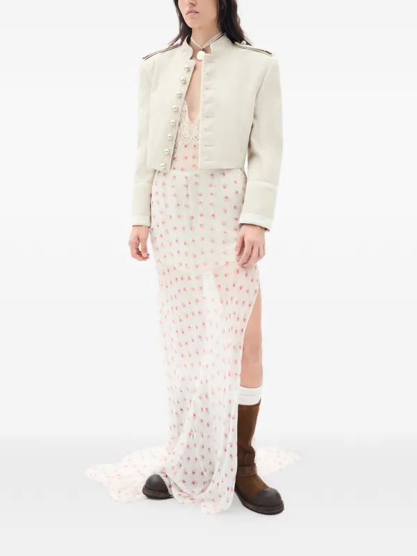 lala lace dress Floral Lace White Mesh Maxi Dress S