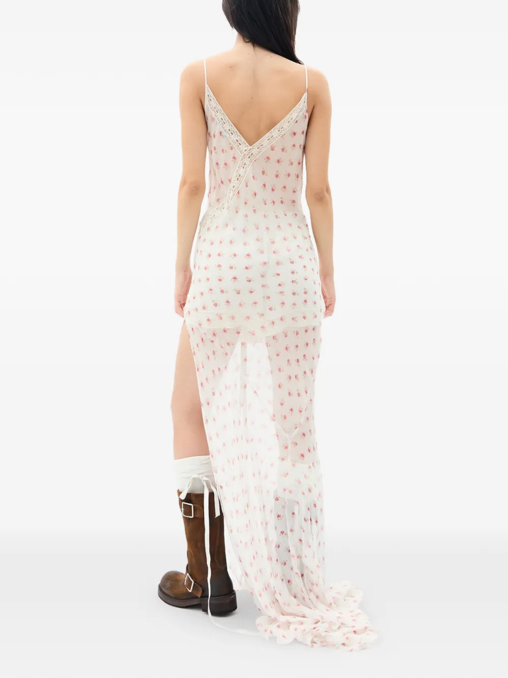 Ann Demeulemeester Maxi-jurk met kanten detail Wit