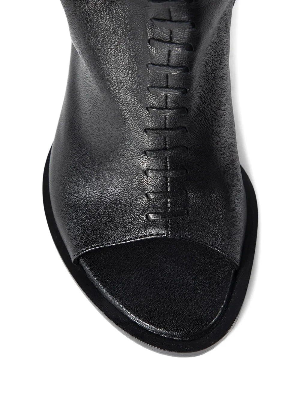 Ann Demeulemeester Elvy open toe stitched leather pumps Zwart