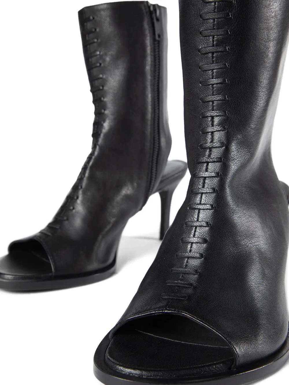Ann Demeulemeester Elvy open toe stitched leather pumps Zwart