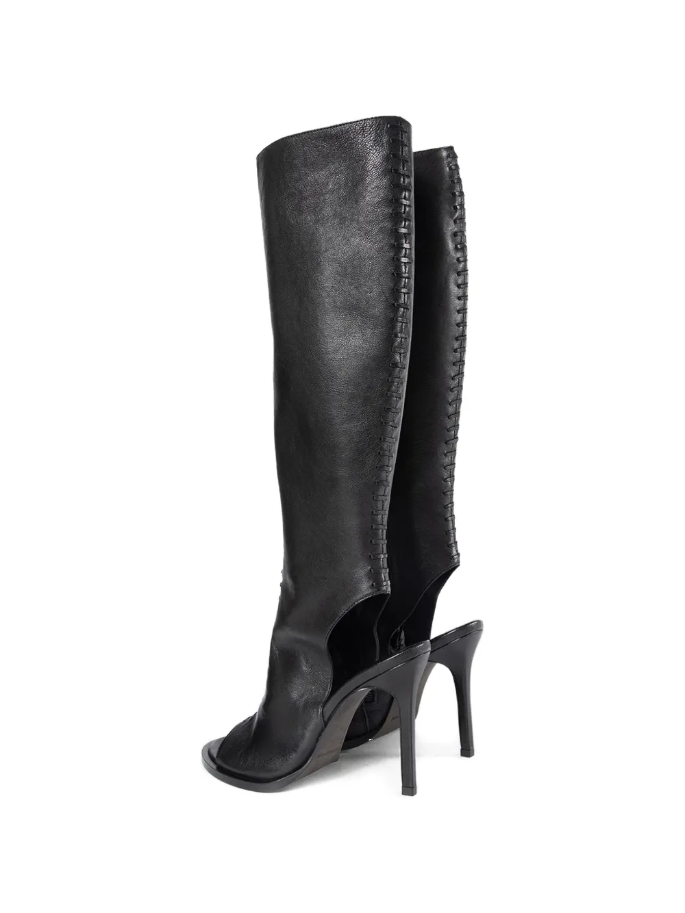 Ann Demeulemeester Seria open-toe stitched leather pumps Zwart
