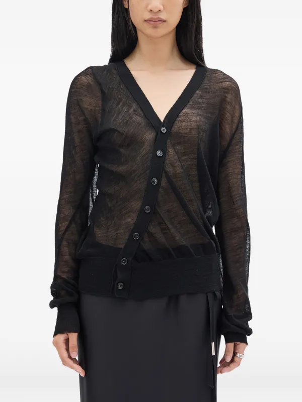 Ann Demeulemeester Crepe Wool Cardigan in Black