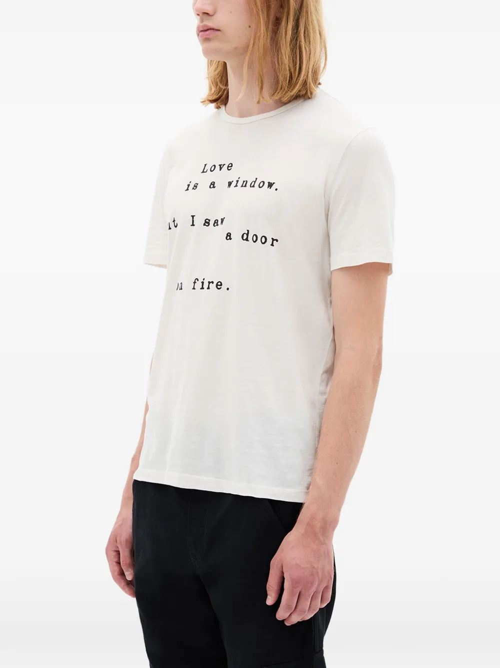 Ann Demeulemeester Baptist Love is a Window T-shirt met tekst Beige