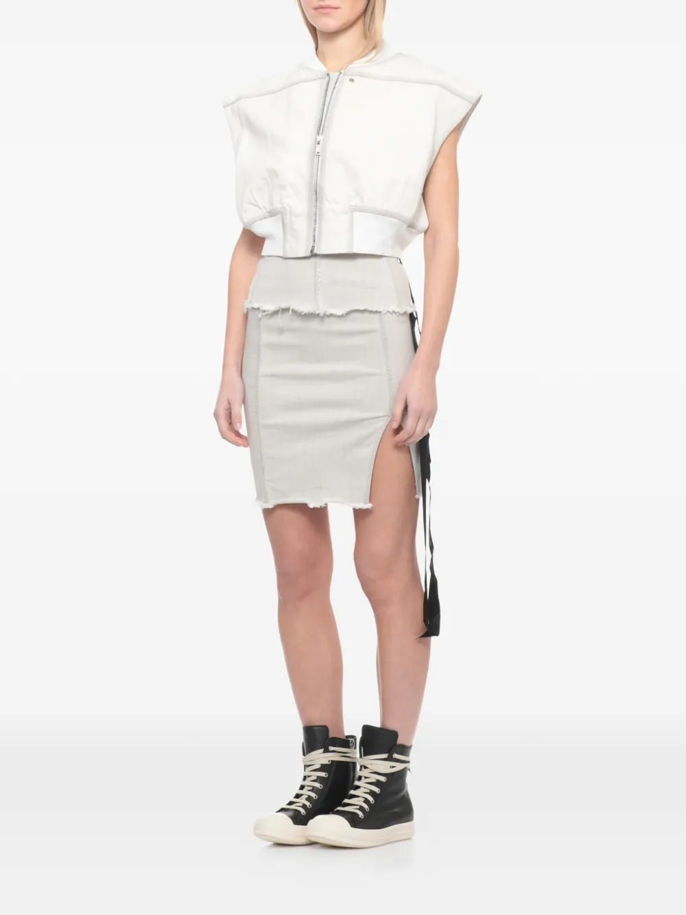  Rick Owens Drkshdw Sacred Raw-hem Mini Skirt - Neutrals 