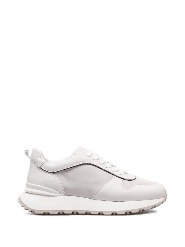 Doucal's Panelled Leather Sneakers in White