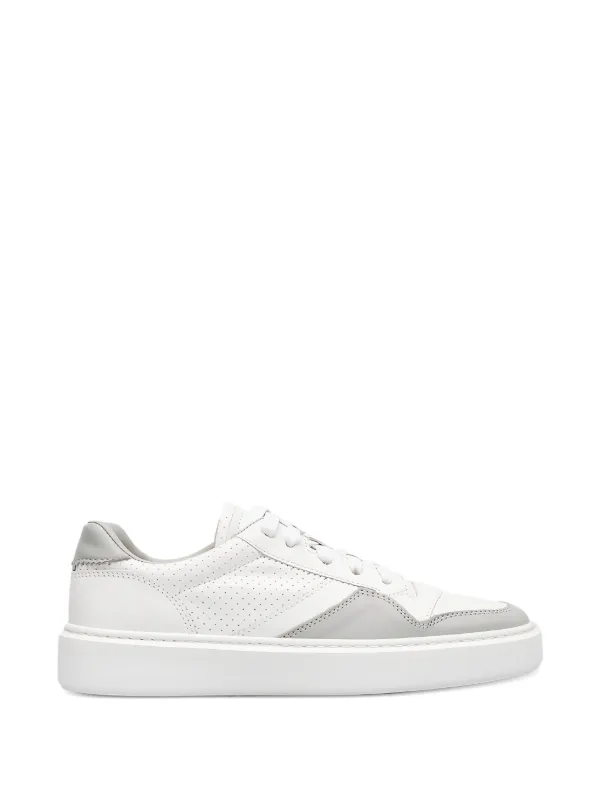 Doucal's Perforated Panel Sneakers in White