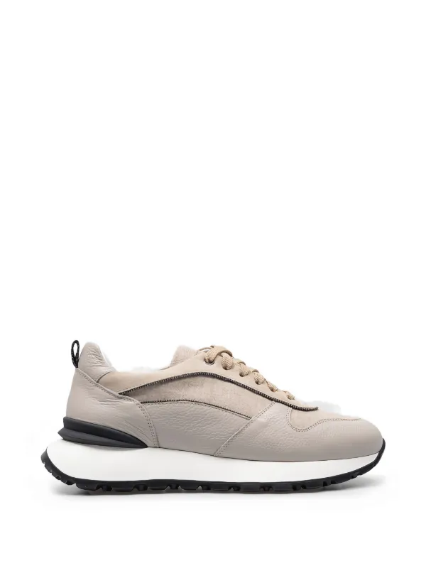 Doucal's Calf Leather Sneakers in Neutrals