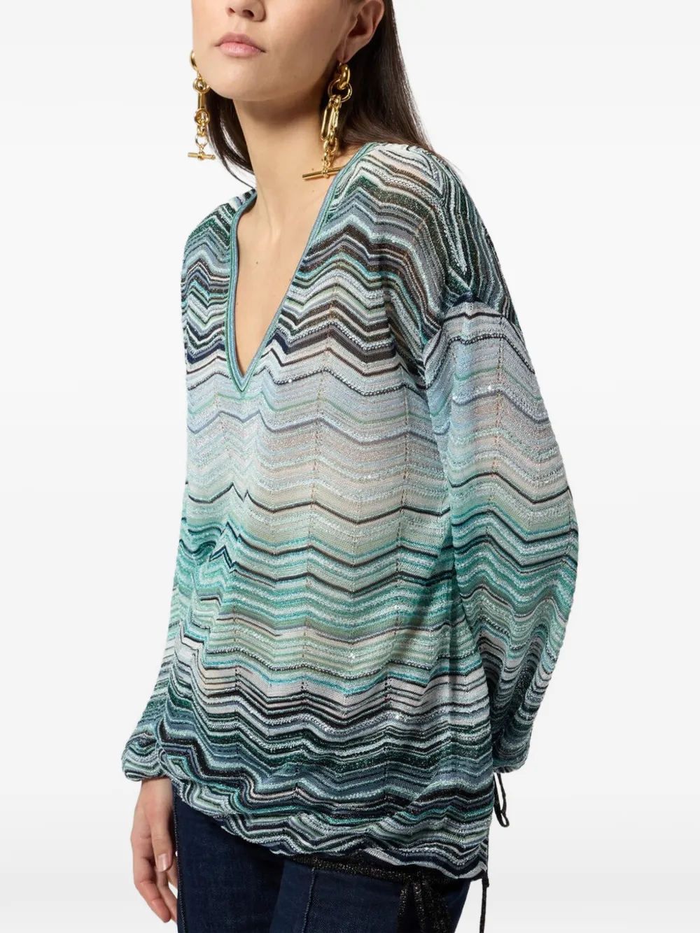 Missoni T-shirt met V-hals Blauw
