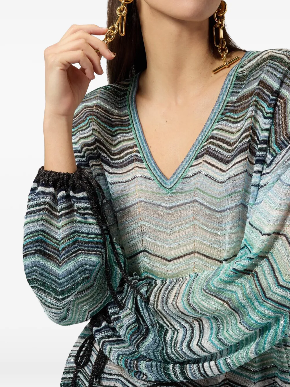 Missoni T-shirt met V-hals Blauw