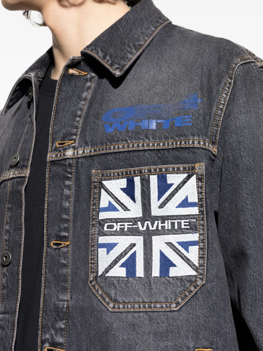flag-patch cotton jacket