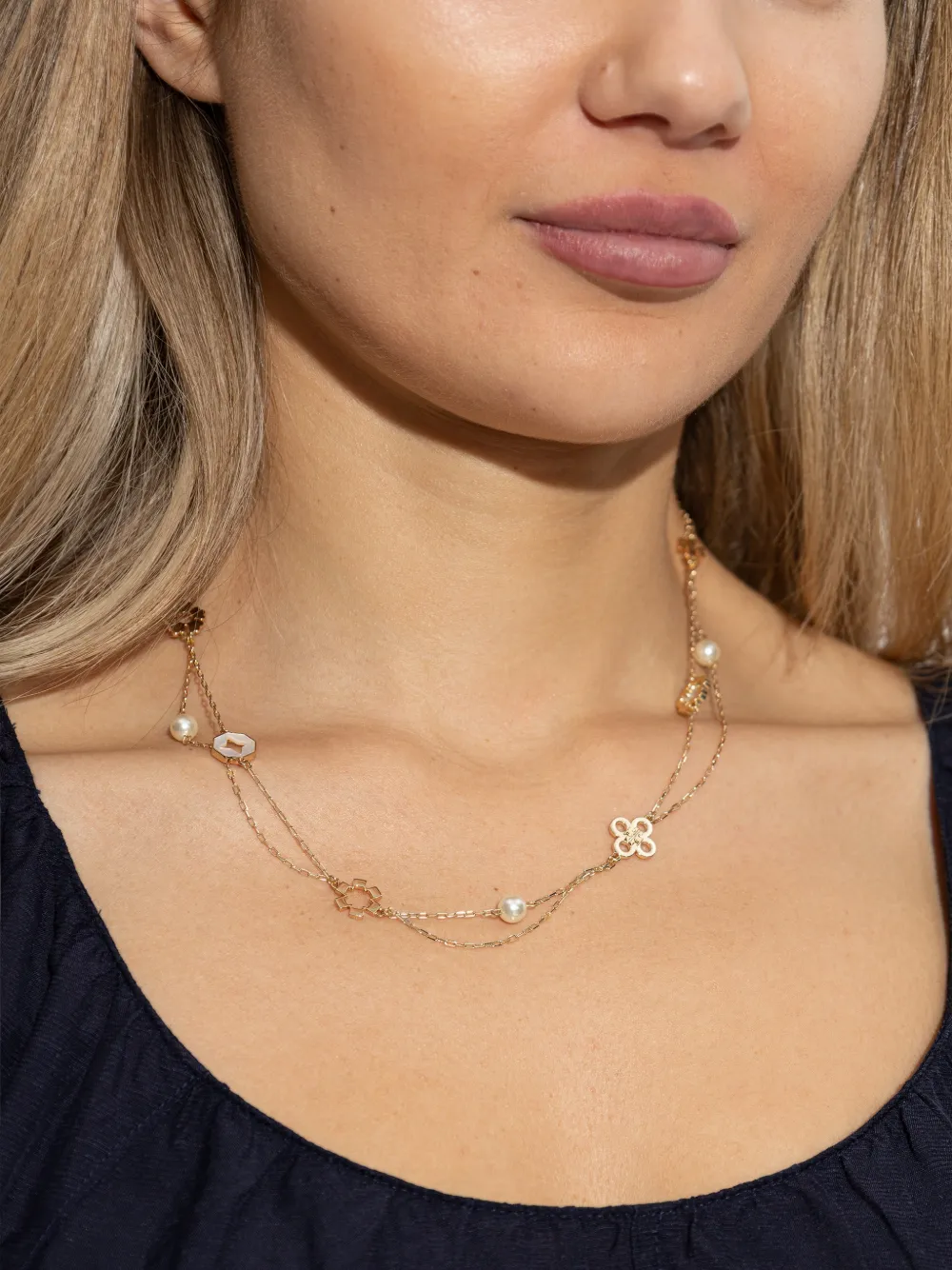 Tory Burch Flower Necklace - Gold 