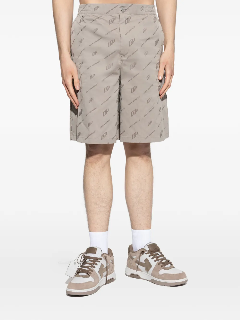  Off-white Logo-print Shorts - Neutrals 