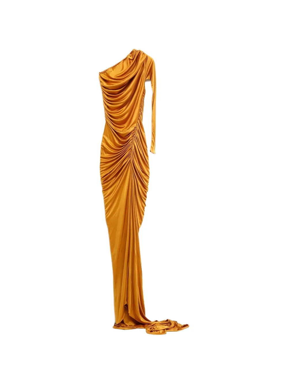 Atlein draped one-shoulder gown - Orange