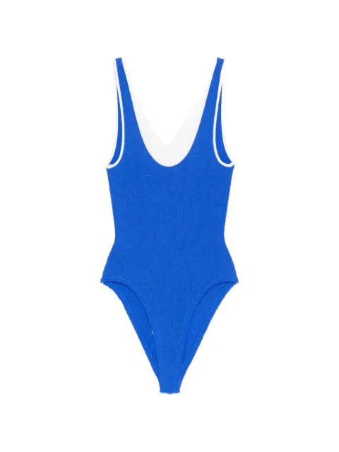 Hunza G traje de baño con ribete texturizado