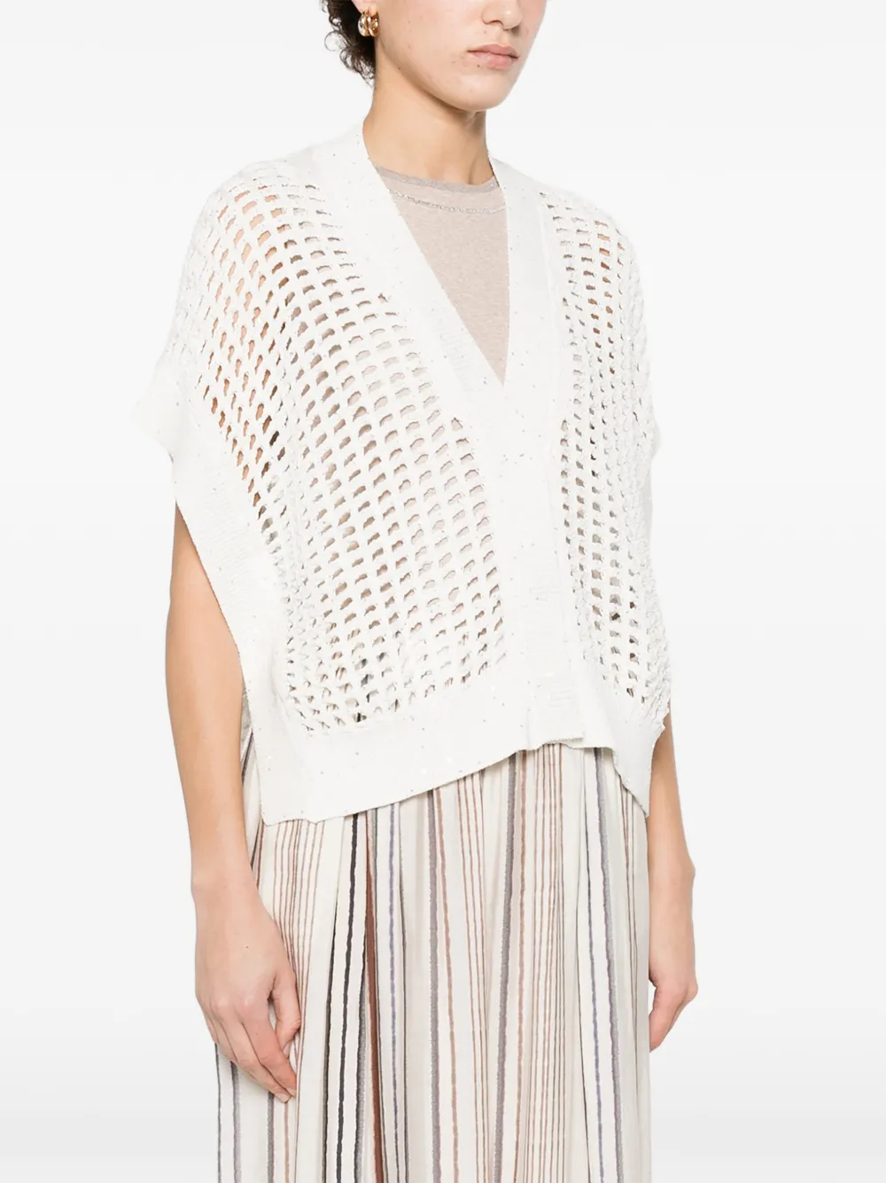  Peserico Sequin-embellishment Vest - White 