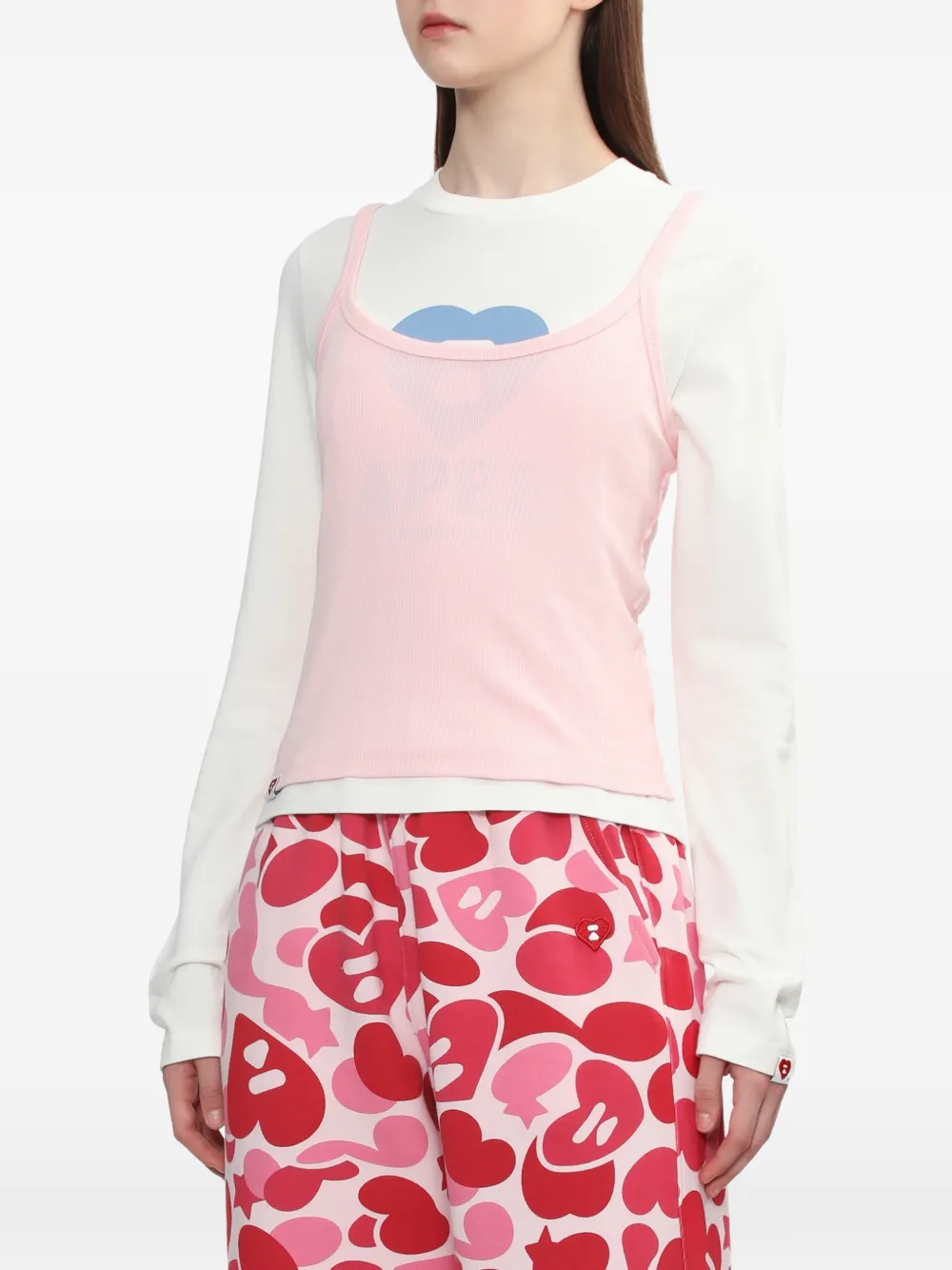  Apee™ By *a Bathing Ape® Ribbed Top - Pink 