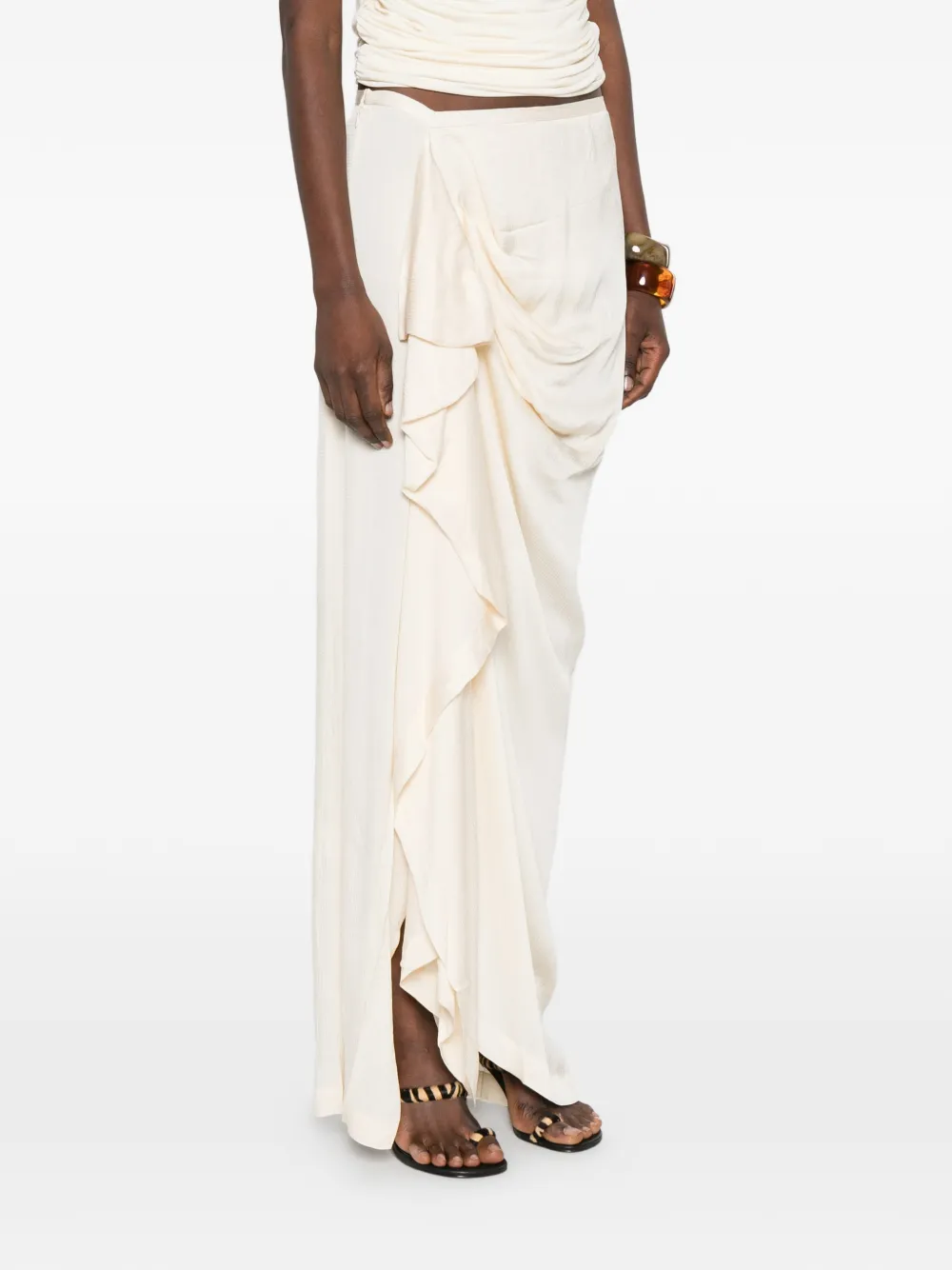 BONDI BORN Gedrapeerde maxi-rok Beige